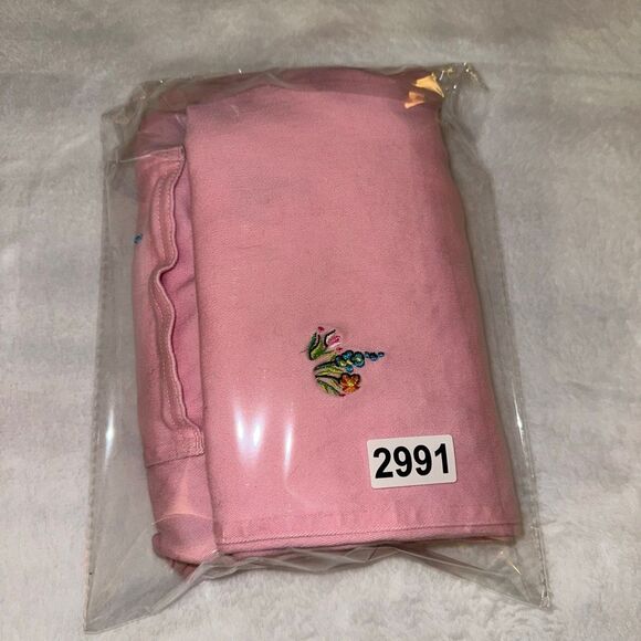 The Quacker Factory Vintage M Womens Straight Leg Pink Embroidered Pants STAIN - Picture 10 of 10